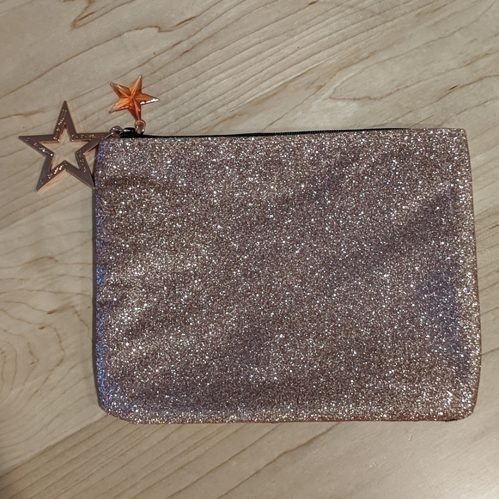 MAC rose gold sparkly black cosmetics pouch clutch